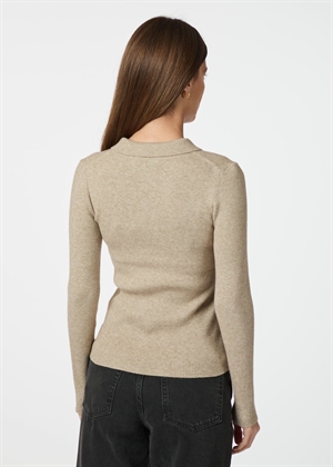 Panama knit bluse Beige Melange Neo Noir 